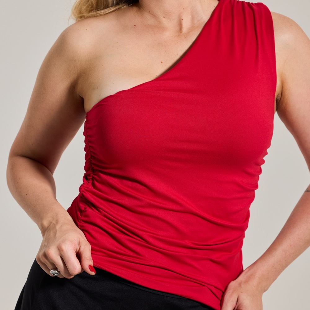 Klassy Red One-Shoulder Top